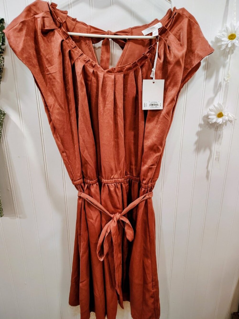 NWT Lauren Conrad Rust Colored Silk Dress, Lace Bottom, Women's XXL, MSRP $60